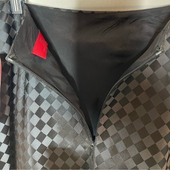 Vintage dead stock JS Collections Rare Satin Black Diamond Full-Length Skirt  6 - Picture 11 of 12